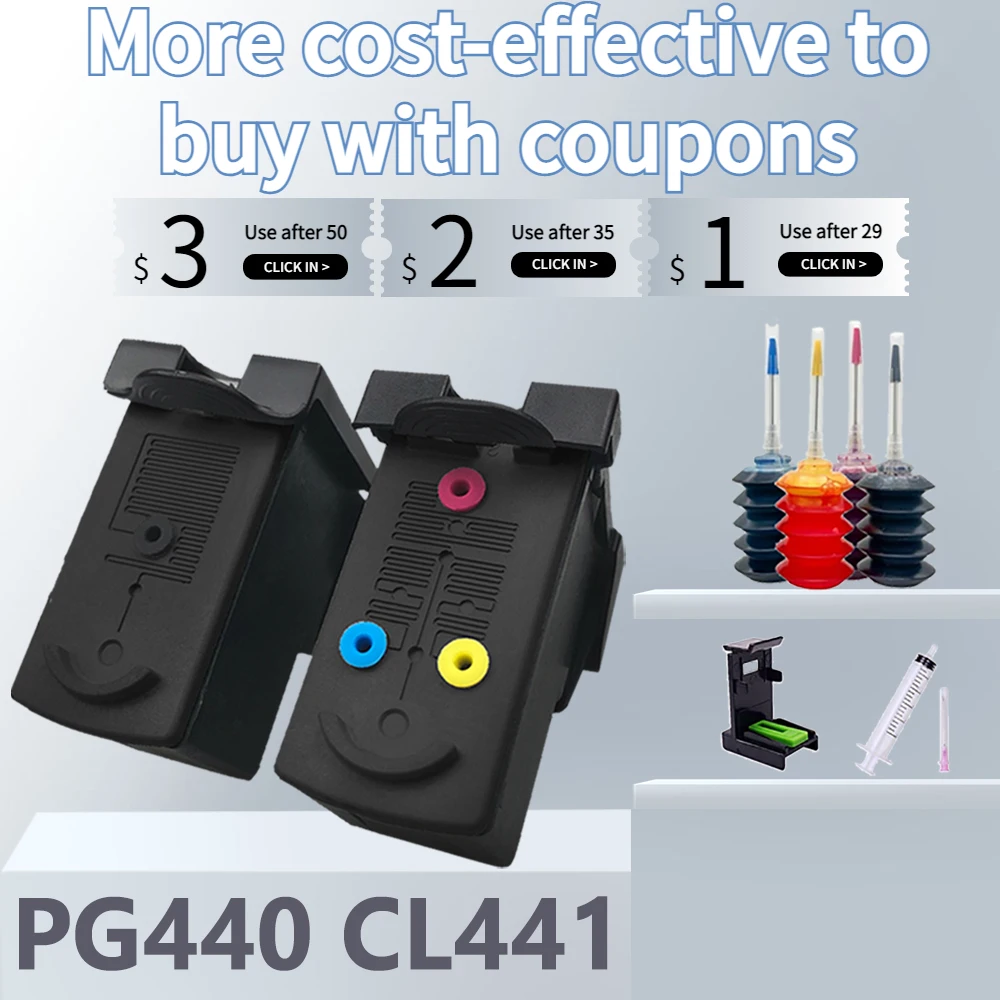 PG440 CL441 Refillable Cartridge Compatible for Canon PG 440 CL 441 pg440 for Canon Pixma MG4280 MG4240 MX438 MX518 MX378 MG3640