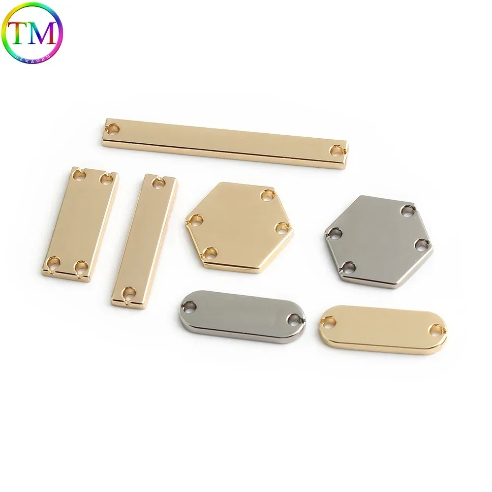 10-100PCS Square Round Metal Tag 2 Hole Printed Logo Laser Sewing Labels For Pet Tags Bags Clothes Necklace Custom Brand Name