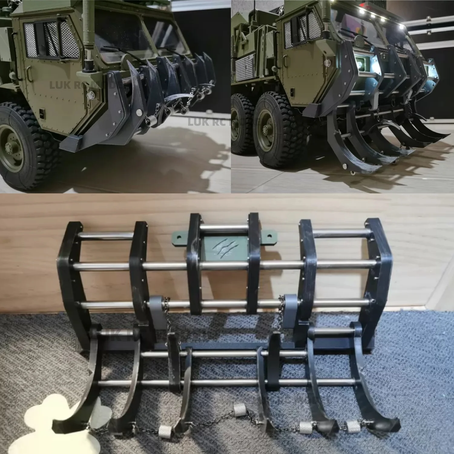 1/12 Harvester for HG P801 P802 Accessories Tactical Military Card Bumper Mine Clearing Plow Obstacle Clearance Shovel Cleaner