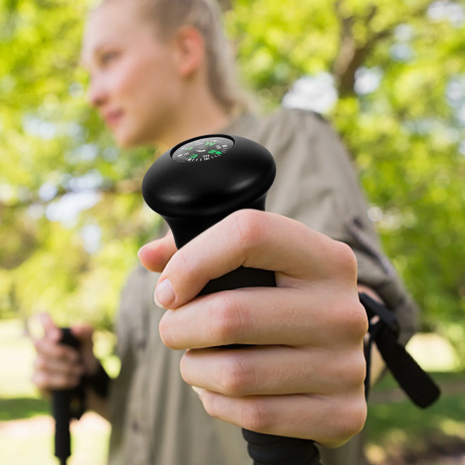 

Hiking Pole Compass Ergonomic Ball Handle Lightweight Durable Trekking Stick Accessory Spherical Compass Tool Outdoor