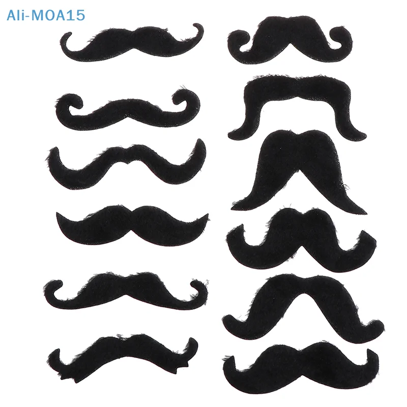 12Pcs/set Black Fake Moustaches Self Adhesive Joke Mexican Novelty Party Supply