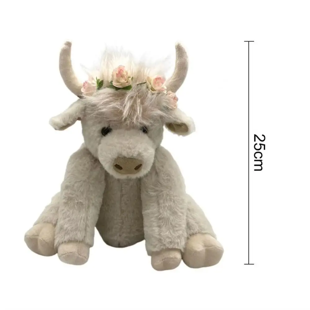 25cm Plush Simulation Highland Cow Joints Movable Doll Long Hair Yak PP Cotton Scottish Highland Cow Gift Long Hair Yak Gift