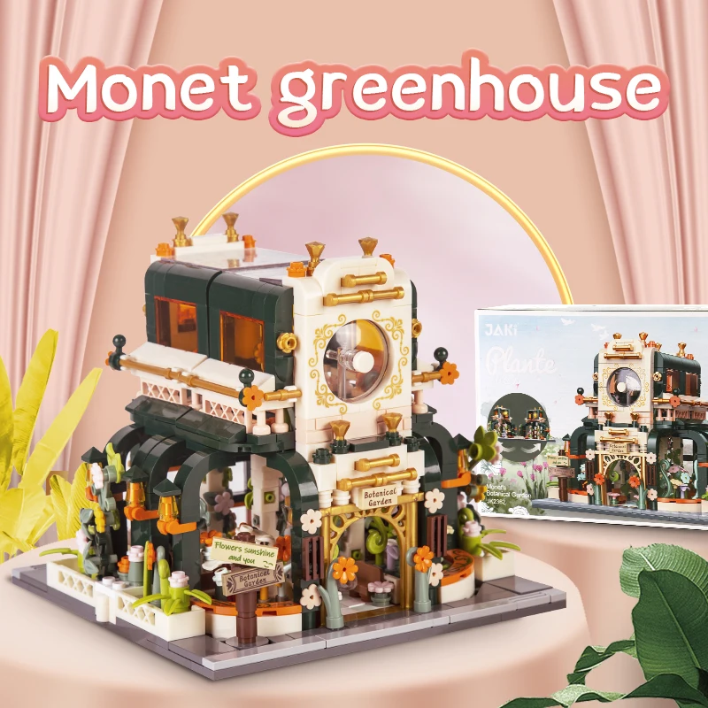 Yeshin Creative Expert Moc Botanical Garden Flower House Street View Brick Modular House Model Building Blocks Toys for Girls