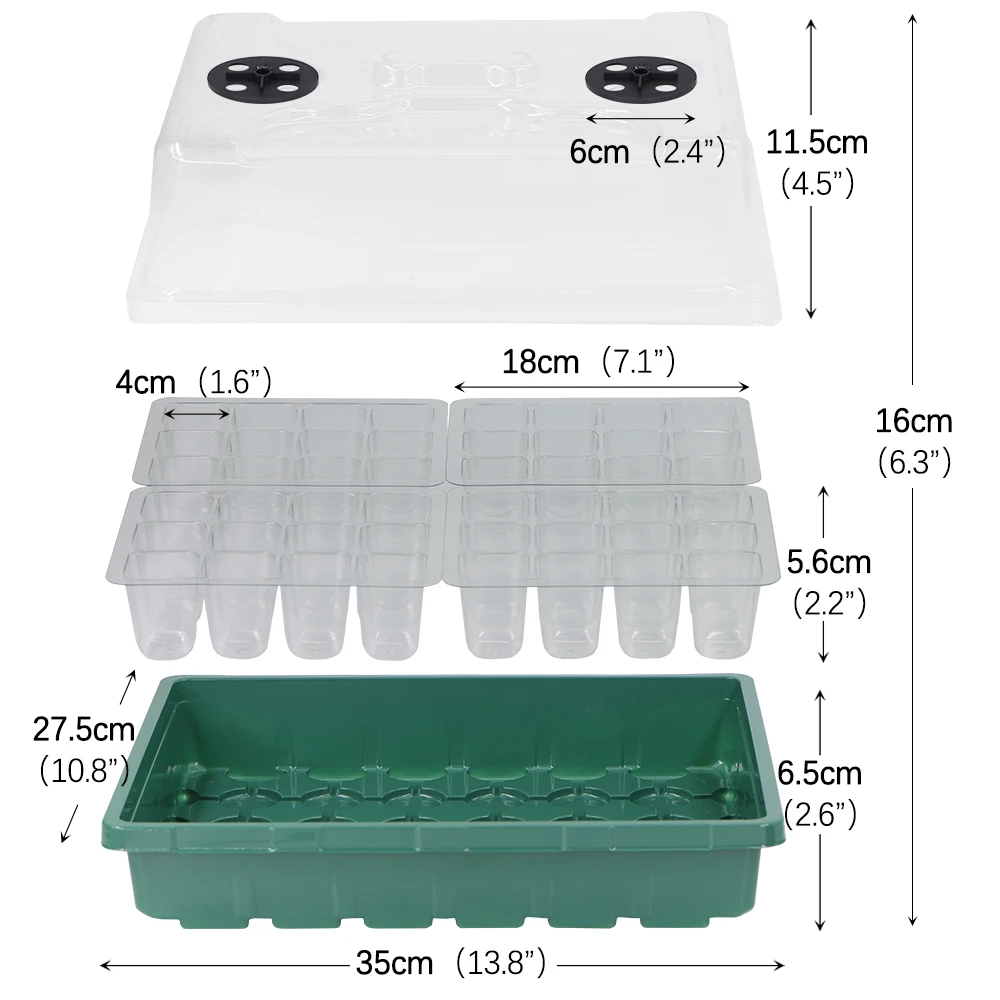 48 Holes Full Spectrum Seedling Tray Starter with LED Grow Light Gardening Plants Germination Humidity Control Indoor Greenhouse