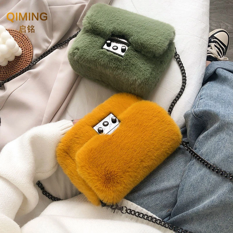 Faux Fur Bag Crossbody Womens Hand Bags For Women Luxury Autumn Winter Plush Purses And Handbags Shoulder Bag GirlsWallet