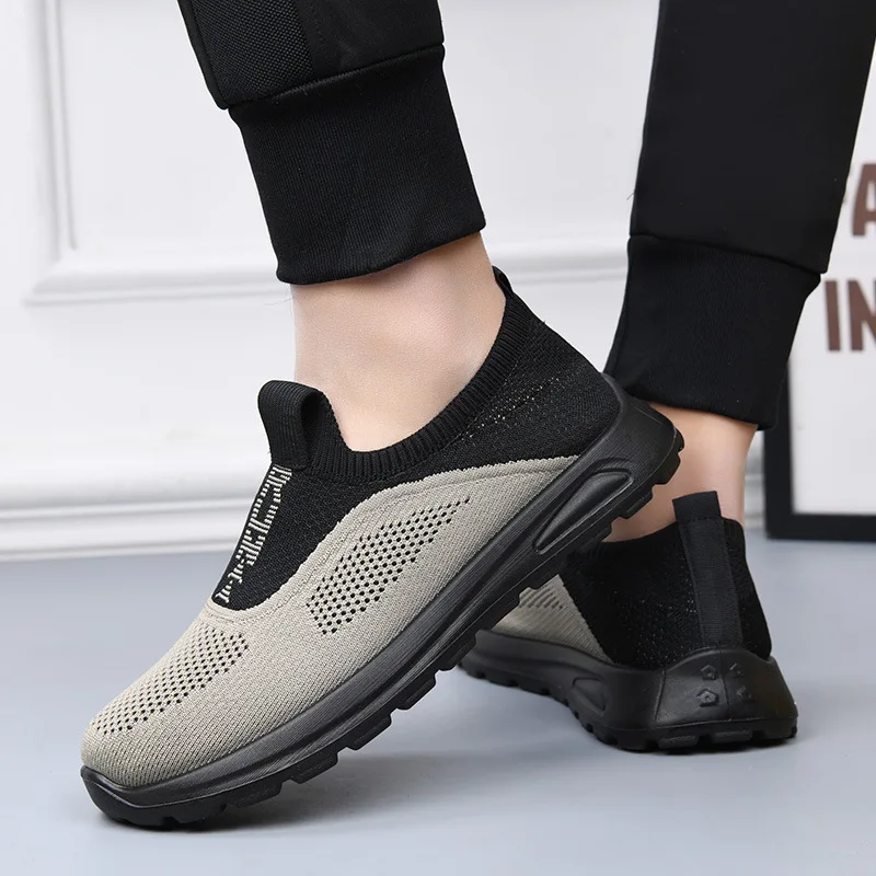 Herren Slip-On Sneaker aus gewebtem Material, atmungsaktives Mesh, rutschfest, leicht, für Outdoor-Aktivitäten und Freizeit, ideal zum Spazierengehen. – Detail 11