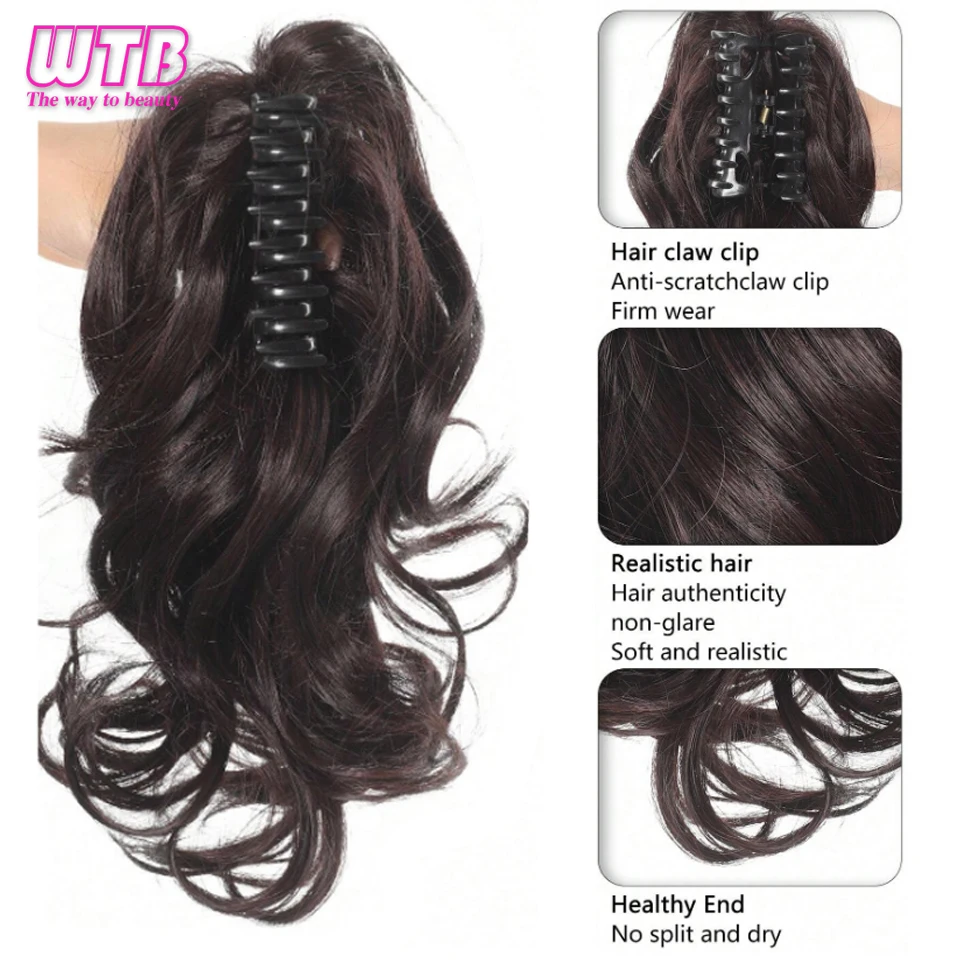 Synthetic Claw Clip In Short Ponytail Curly Pony Tail Clip-on hair False Wig House Pony Extension Hairpiece For Women