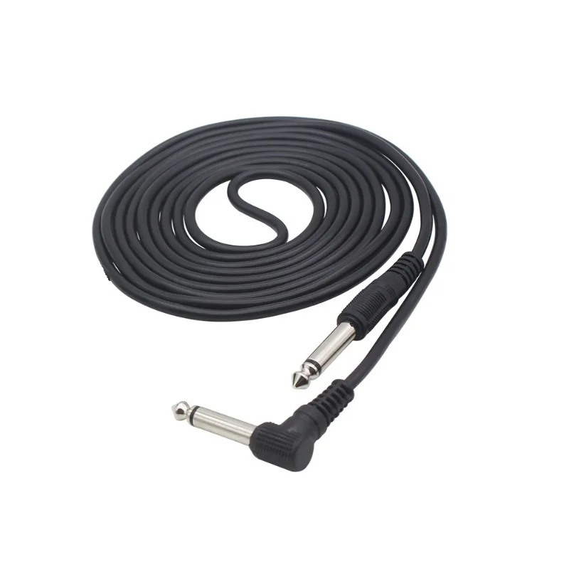 3 5M/ 10 Feet Instrument Guitar Audio Cable 1/4-Inch 6.35mm Straight To Right Angle Plug Black ABS Jacket with 3 Adapters