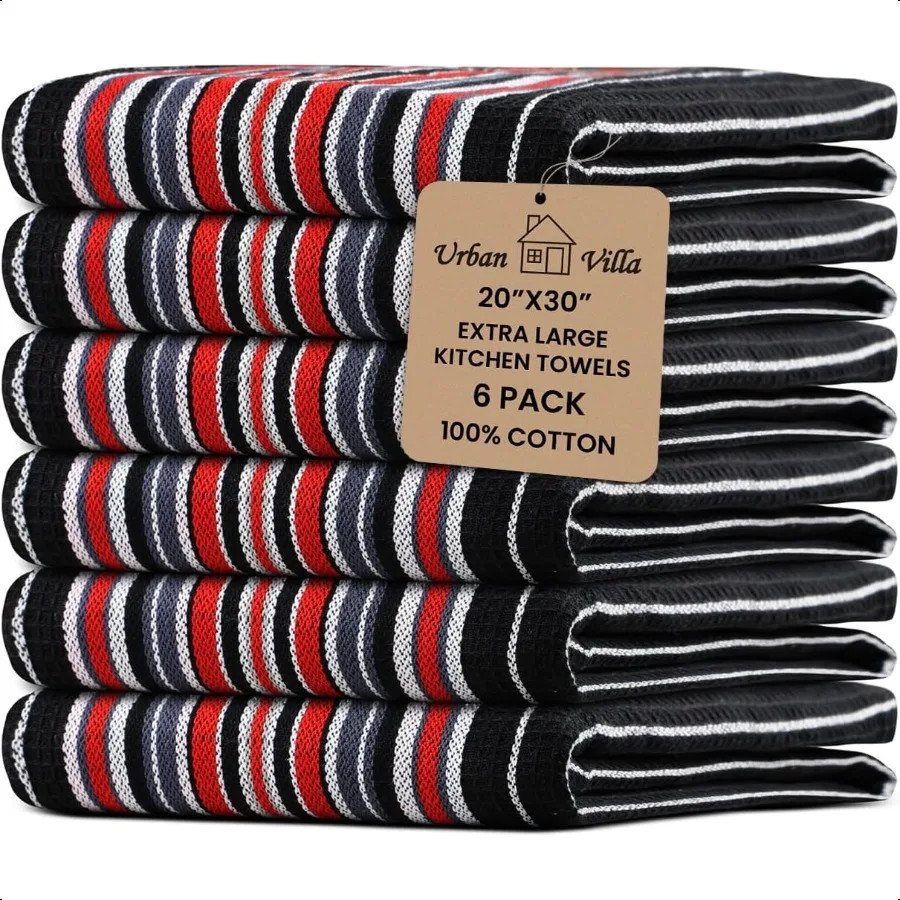

Кухонные полотенца в вафельную полоску, набор из хлопка, 6 шт., 20X30 дюймов