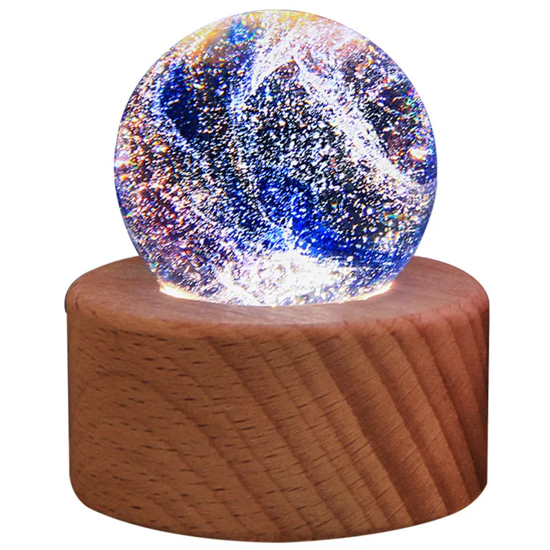 

Vintage luminous crystal ball desktop decoration small night light ornament with colorful glass beads small night light