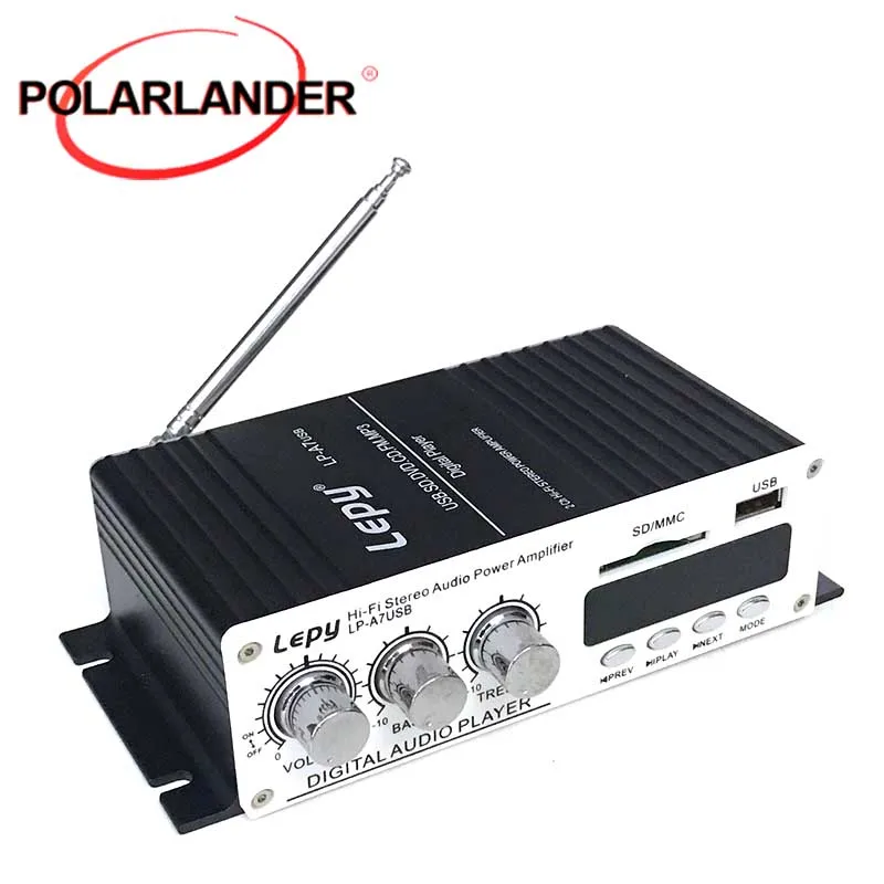 

LP-A7 USB Hi-Fi Stereo Audio Amplifier FM MP3 player 2 Channel with USB/SD Port & Remote Control Car Amplifiers