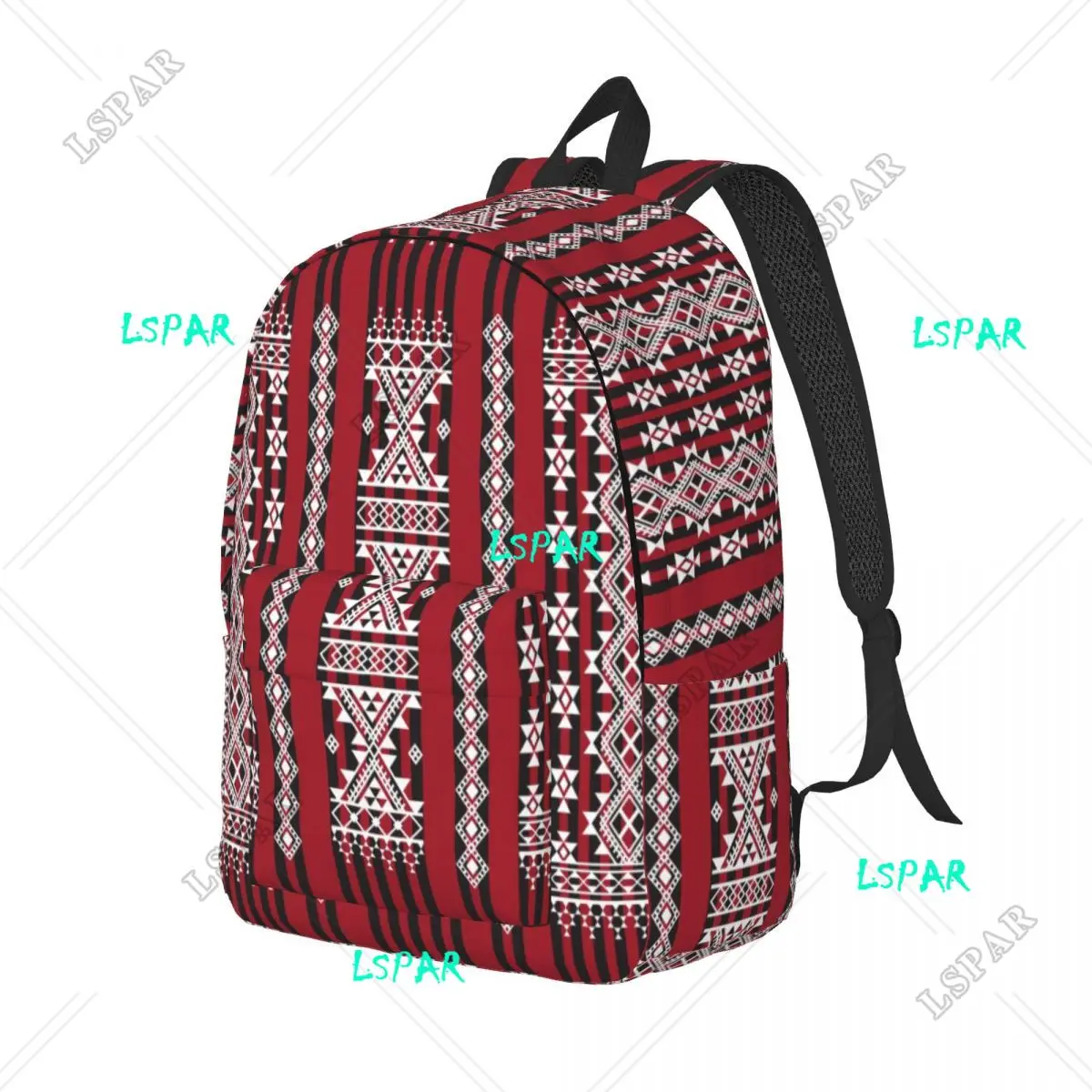 Personalized Red Kabyle Carpet Pattern Canvas Backpack Men Women Fashion Bookbag for College School Geometry Geometric Bags