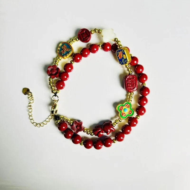 Genuine Raw Cinnabar Purple Sand Double Wrap Bracelet High Content Simple Design Unique Unisex Handmade Daily Wear Jewelry Gift
