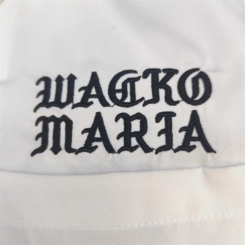 AI Trend WACKO MARIA Summer Simple Solid Color Embroidery Logo Letters Mens Womens Tops Hawaii Short Sleeve Shirt