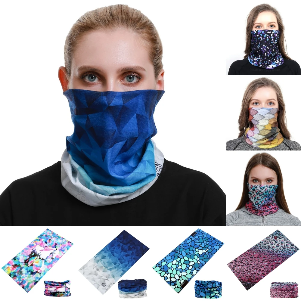 

Colorful Geometric Design Women Men Seamless Bandanas Elastic Sports Headbands Multifunctional Balaclava Cycling Face Mask