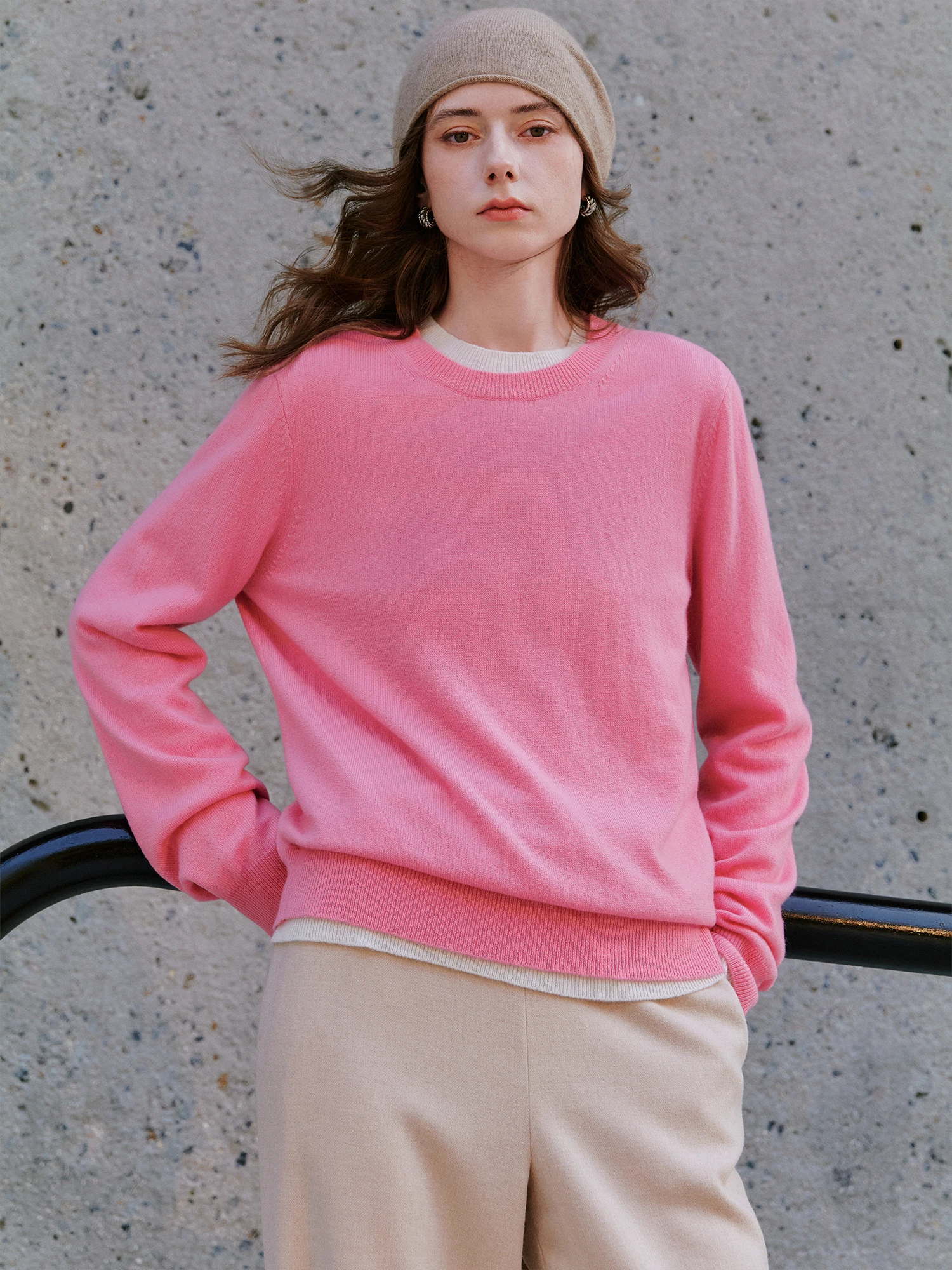 

Классический вязаный свитер U704 с длинными рукавами, круглым вырезом, двухслойный, из 27-ниточного кашемира, для женщин, дышащий, комфортный.