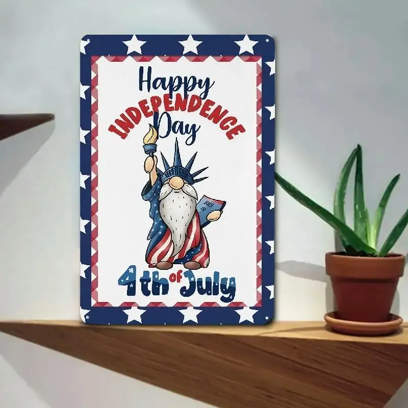 تمثال جنوم الوطني للحرية المعدنية - ديكور حائط الرابع من يوليو بتصميم العلم الأمريكي، علامة صفيح أنيقة، داخلي