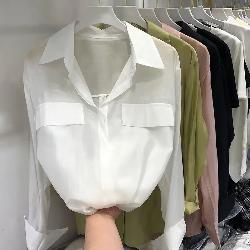 

Niche Shirt Women's Long-sleeved Avocado Green Summer New French Design Shirt Sun Protection Top