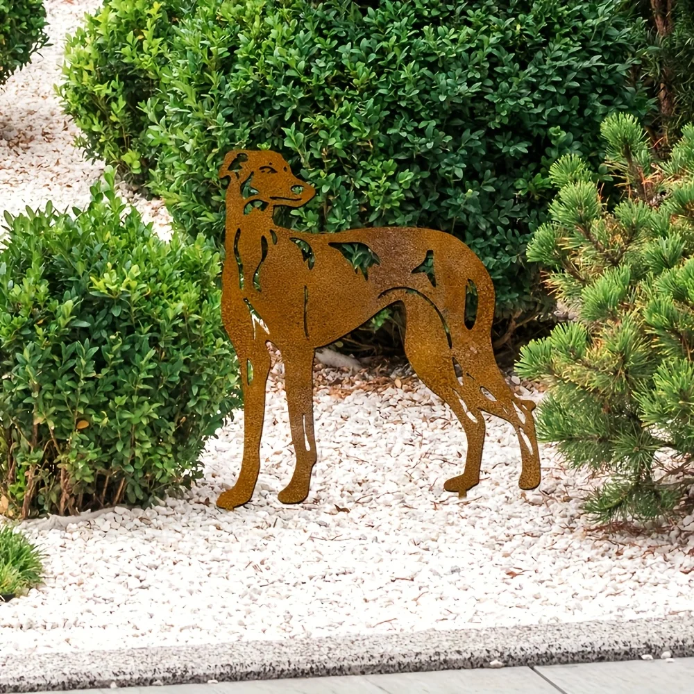【2D Flat】 [2D Flat] 1pc of Weathered Garden Stakes Featuring Sally The Greyhound, a Pet Memorial Garden Art Decoration
