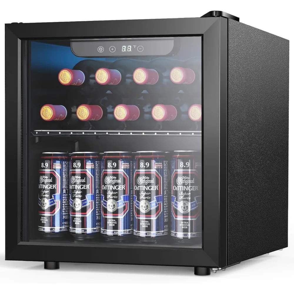 

Beverage Refrigerator Cooler 1.3 Cu.Ft, 12 Bottle 55 Can - Mini Fridge with Glass Door for Beer Drinks Wines