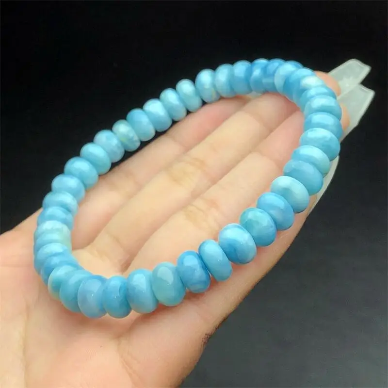 9MM Natural Larimar Bead Bracelet Crystal For Women Fortune Energy Mineral Amulet Jewelry Healing Gift 1pcs