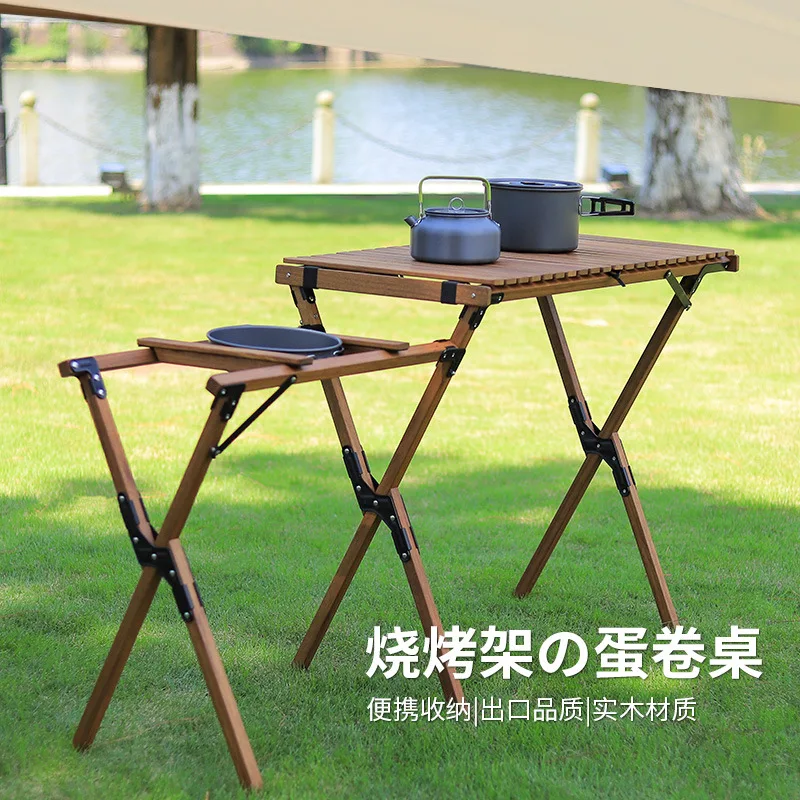 Outdoor tables, folding tables and chairs, solid wood tables, camping, camping, picnic supplies, equipment