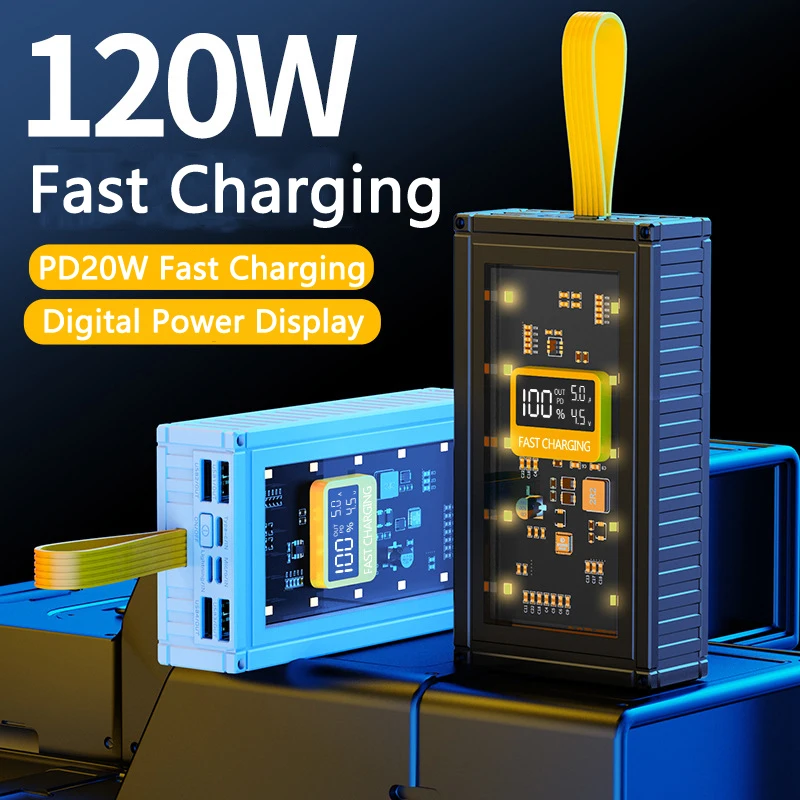 

120W Super Fast Charging Power Bank 50000mAh Portable Charger External Battery Pack for iPhone Huawei Xiaomi Samsung Powerbank