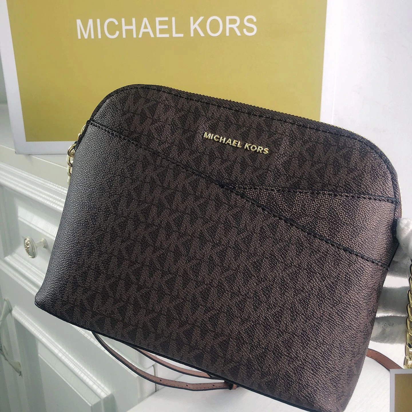 Michael Kors Women's Classic Fashion Shoulder Bag Retro Shell Shape Leather Double Layer Crossbody Bag Handbag Ladies' Gift