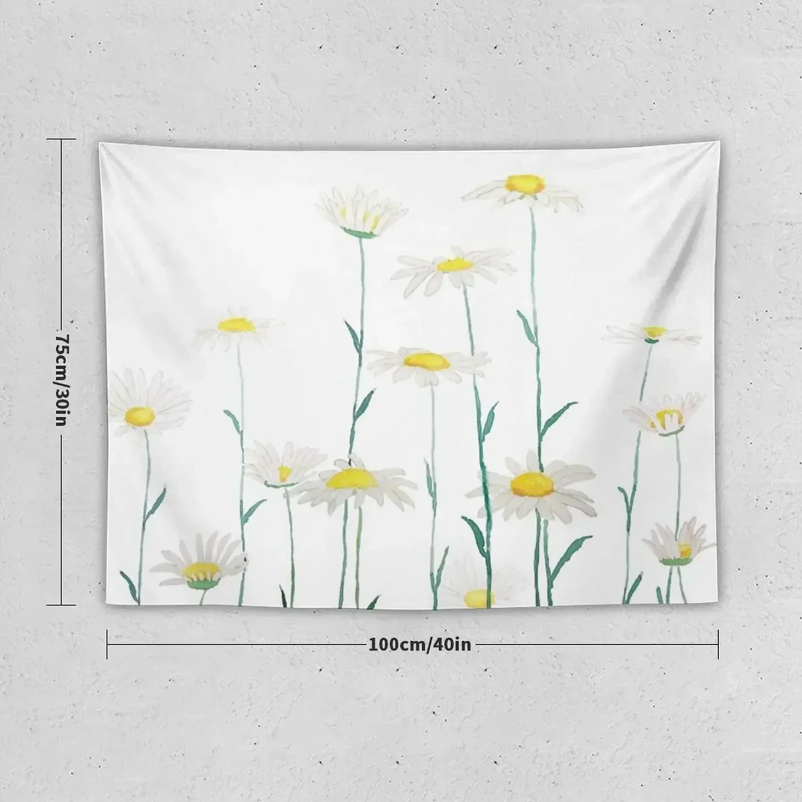 white daisy branch watercolor horizontal Tapestry Aesthetic Room Decoration Decoration For Home Tapestry