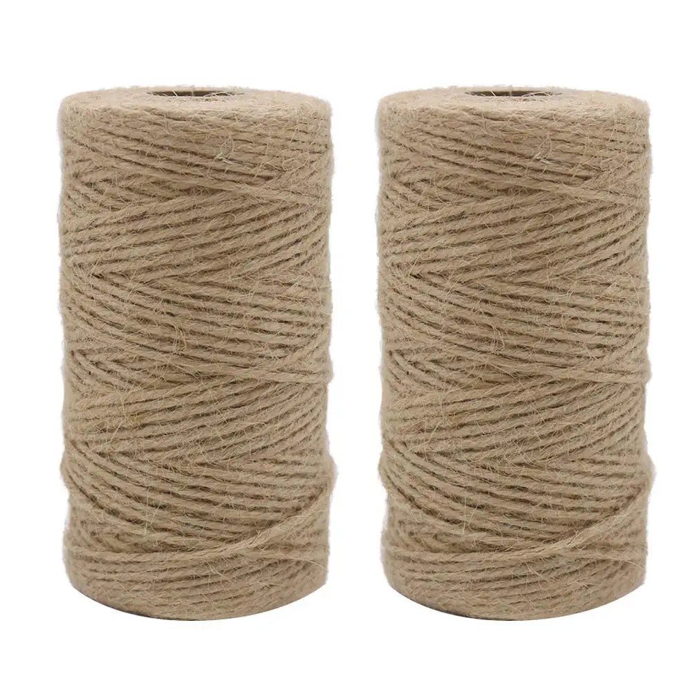 2 pièces X 333 pieds 2Mm 3 plis ficelle de Jute, paquet attaché avec ficelle, jardin d'enroulement marron naturel, cadeau, corde artisanale-BEAU