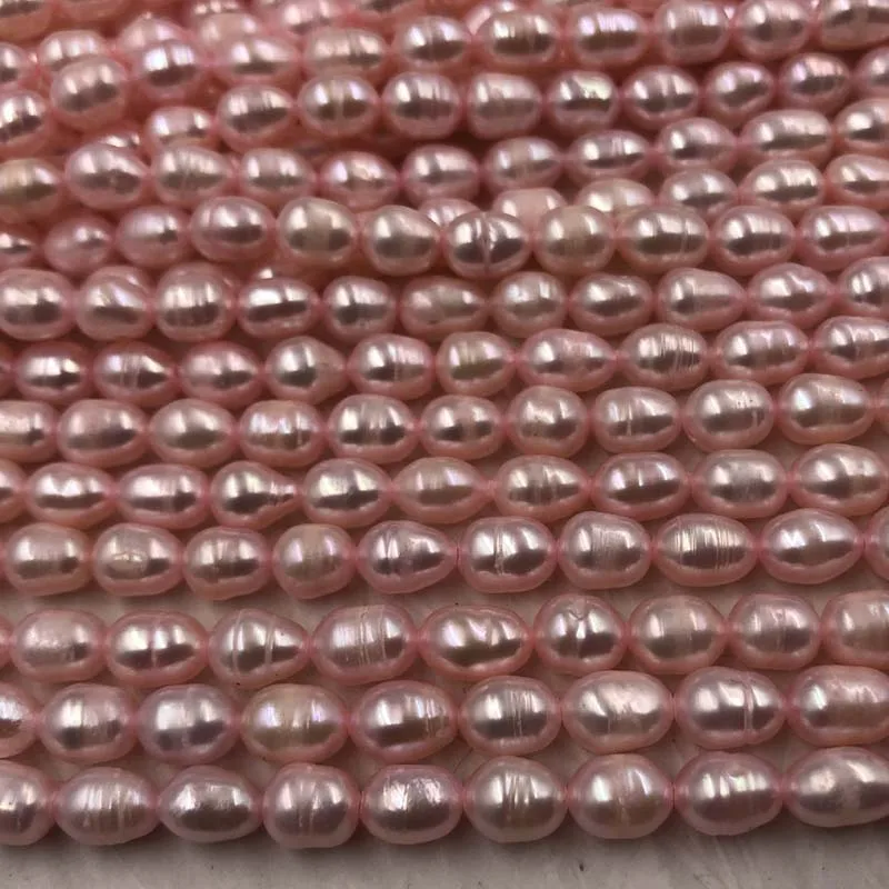 

ELEISPL Lots 16 Strands Pink Real Freshwater Rice Pearl Loose Beads Strings 5-6mm #22000471