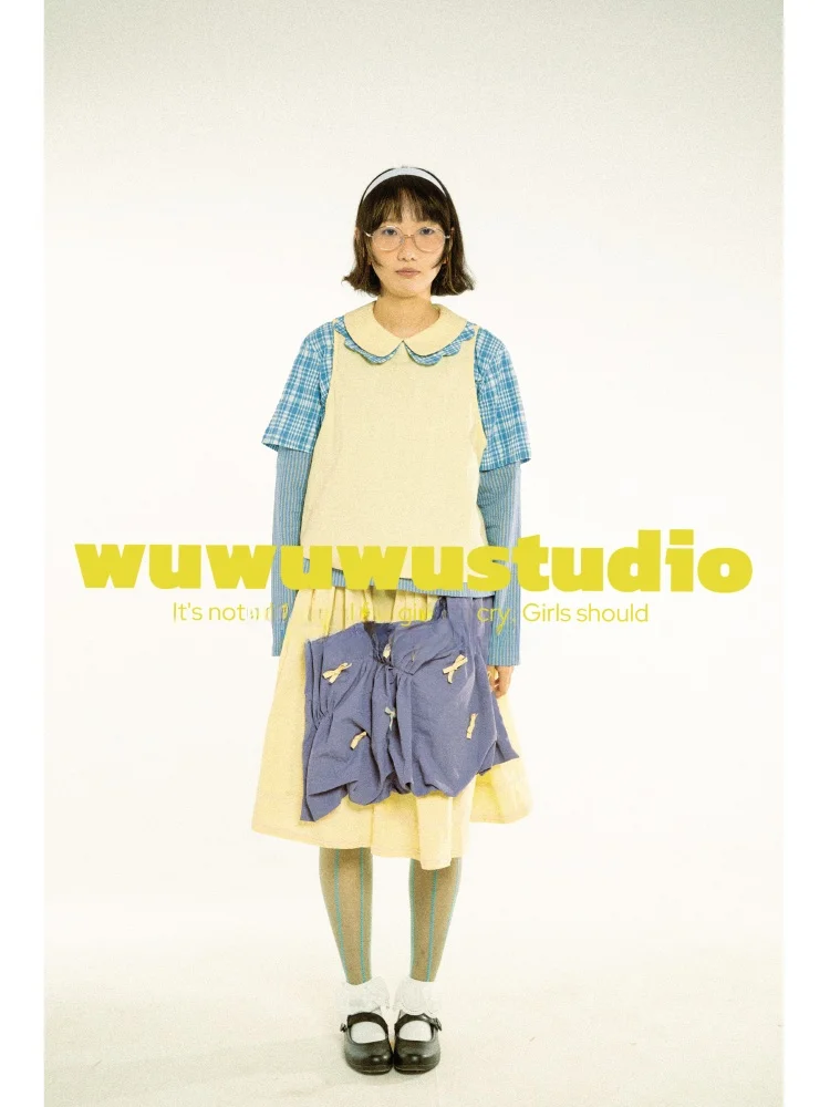

Detachable Uneven Deconstruction Half Skirt Studio26ss Women's Loose Fit Cotton Skirt with Gathered Details And Embellishments