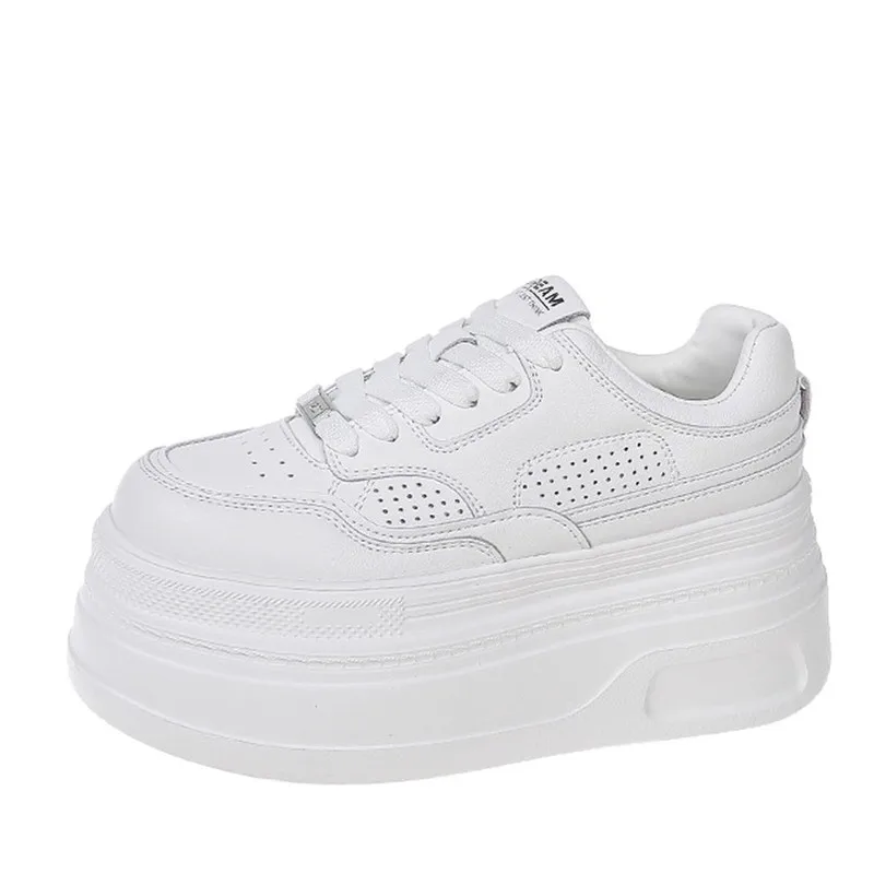

Women's Thick Bottom Boosting 8cm White Sneakers Autumn New Style Casual Versatile Student Board Shoes Match Skirts