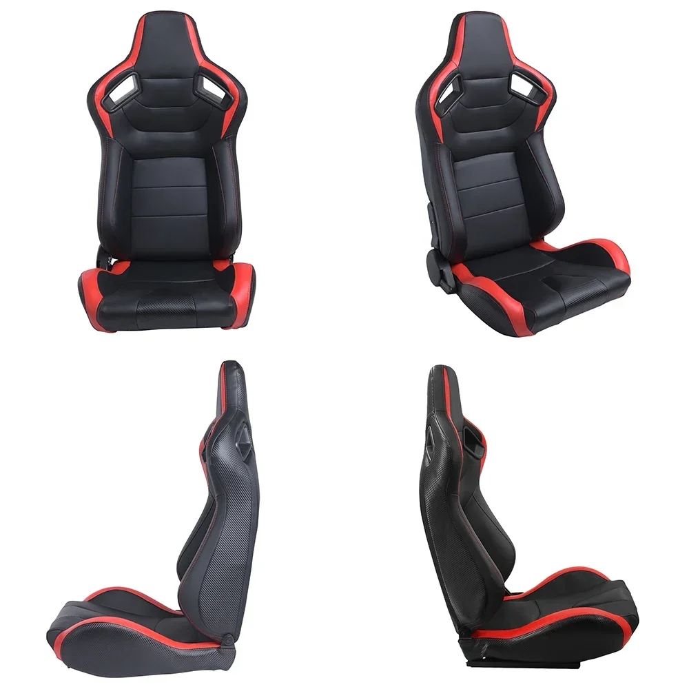 Car Racing Seats with 1 Slider Adjustable Universal Car Simulator Bucket Seats 3D Full Wrap High Quality PVC Leather Racing Seat