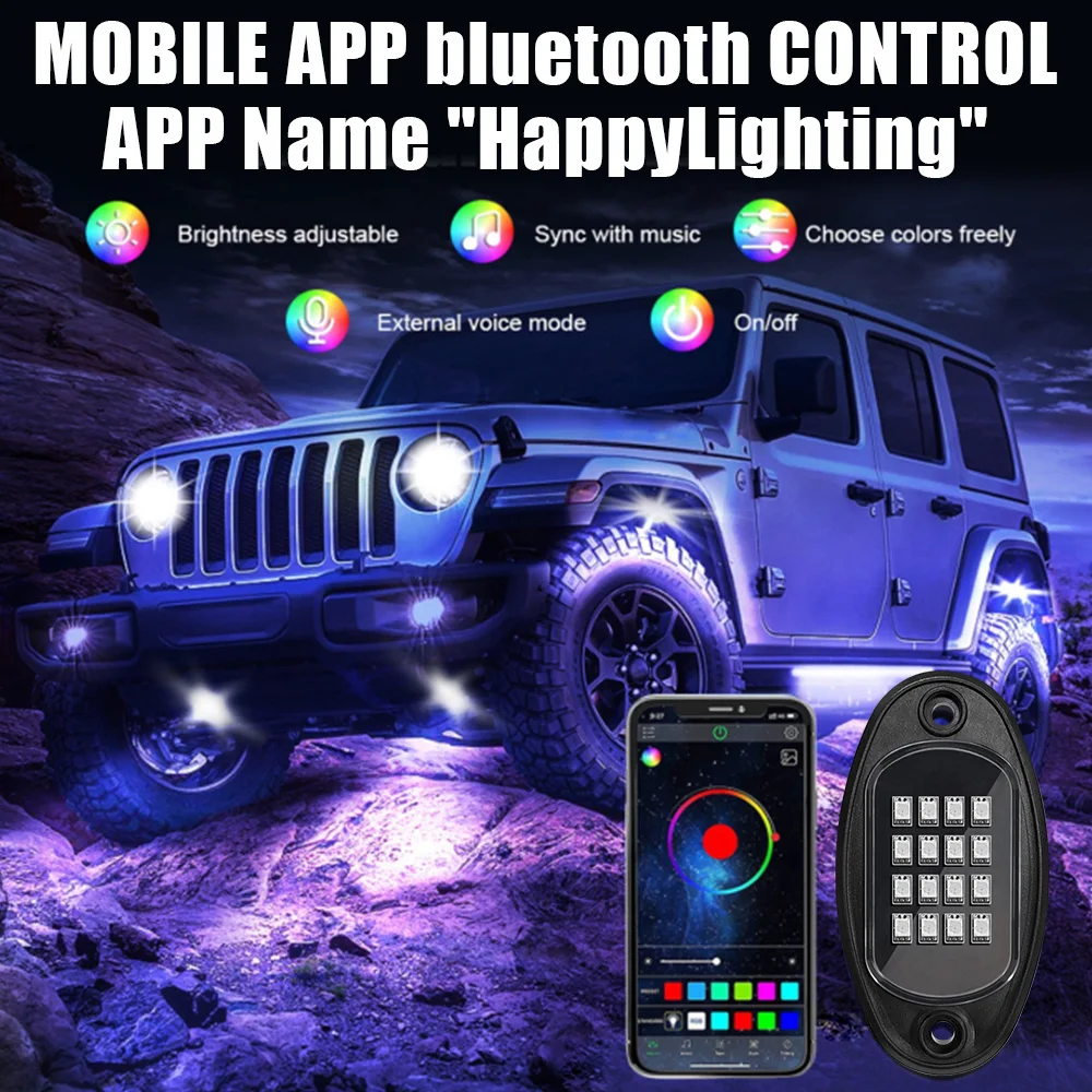 4/6/8 In 1 Car Chassis Light For Jeep Off-Road Truck Boat Bluetooth APP Control Undergolw Music Sync RGB LED Rock Lights