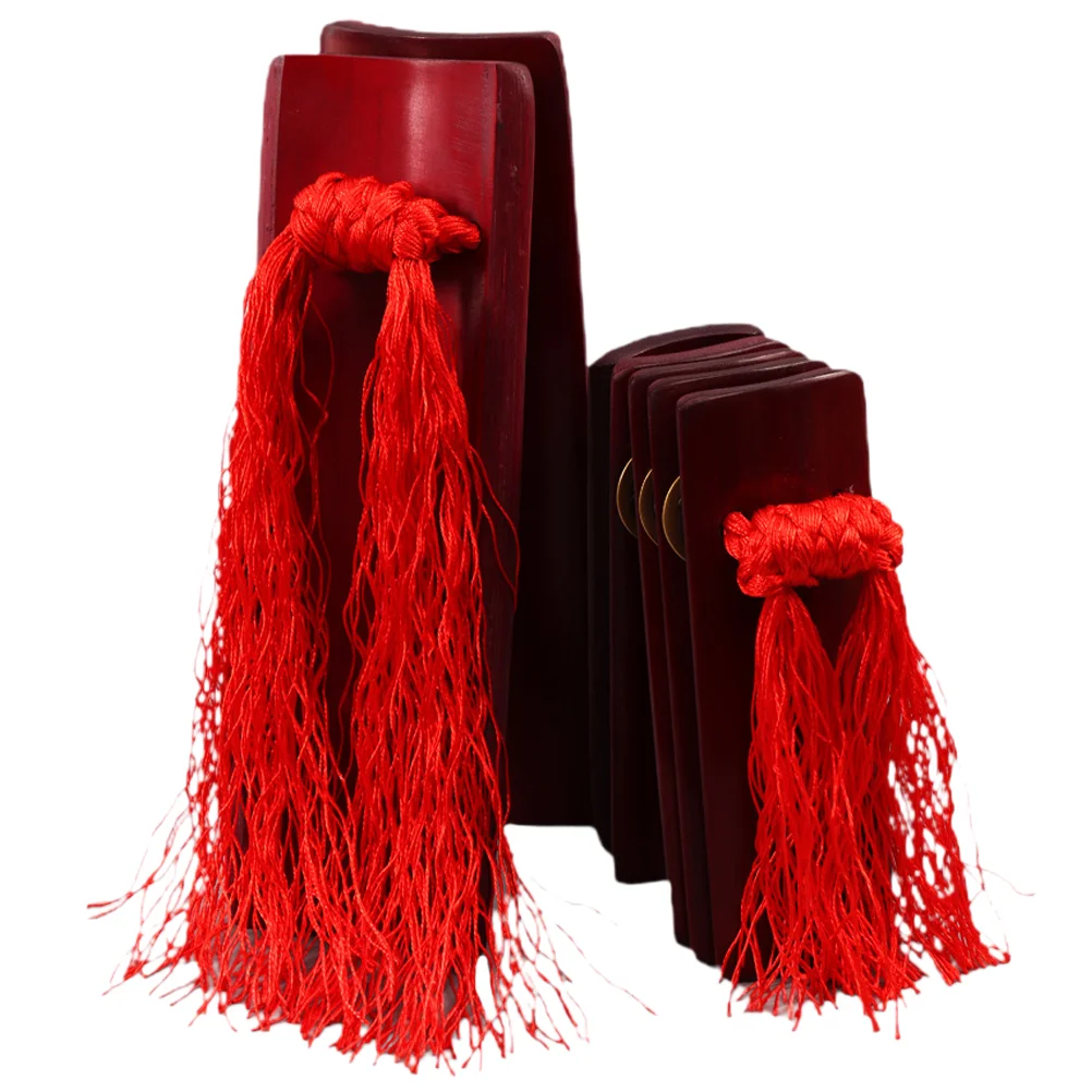 2 Pcs Bamboo Board Musical Instrument Chinese Kuaiban Set for Children Red Large Small Clapper Traditional Percussion