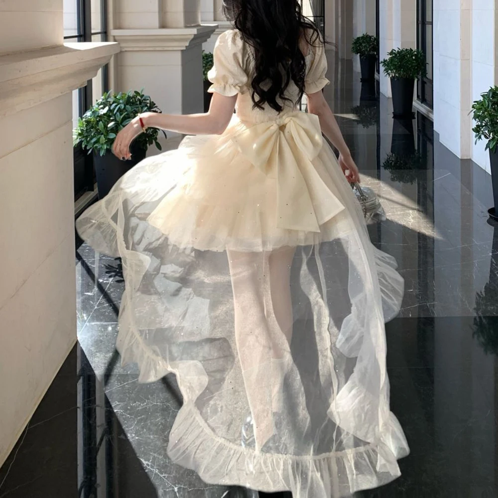 

2025 summer skirt half love words bow feeling Korean jacquard princess fluffy birthday French dress summer