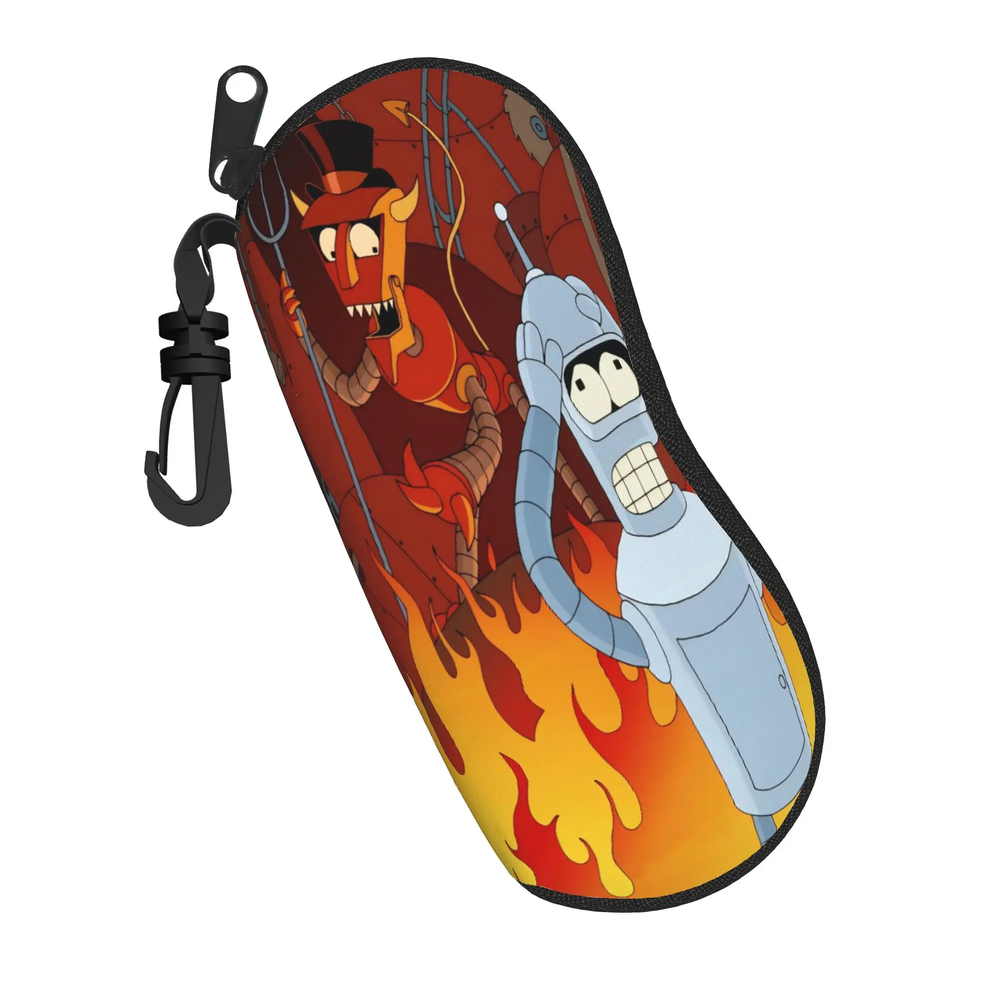 Estojo de Óculos Cartoon Harajuku Futuramas com Zíper, Caixa de Armazenamento de Óculos Estilo Ins, Estojo para Lentes de Contato