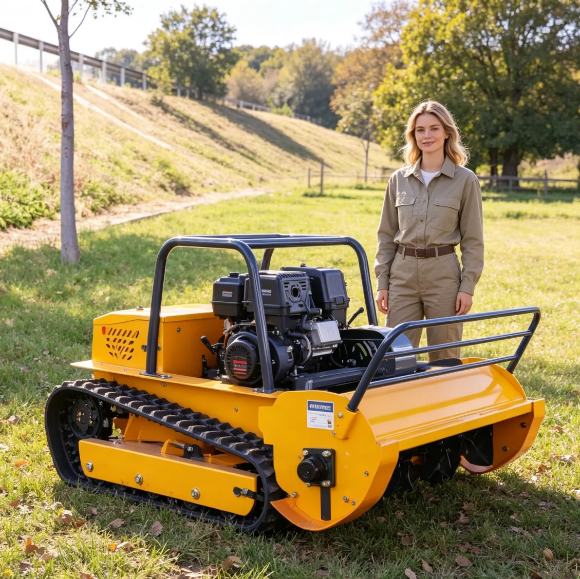 Customized RC Controlled Crawler Lawn Mower Petrol Flail Mower Self‑Propelled Wireless Radio Control Garden Tool