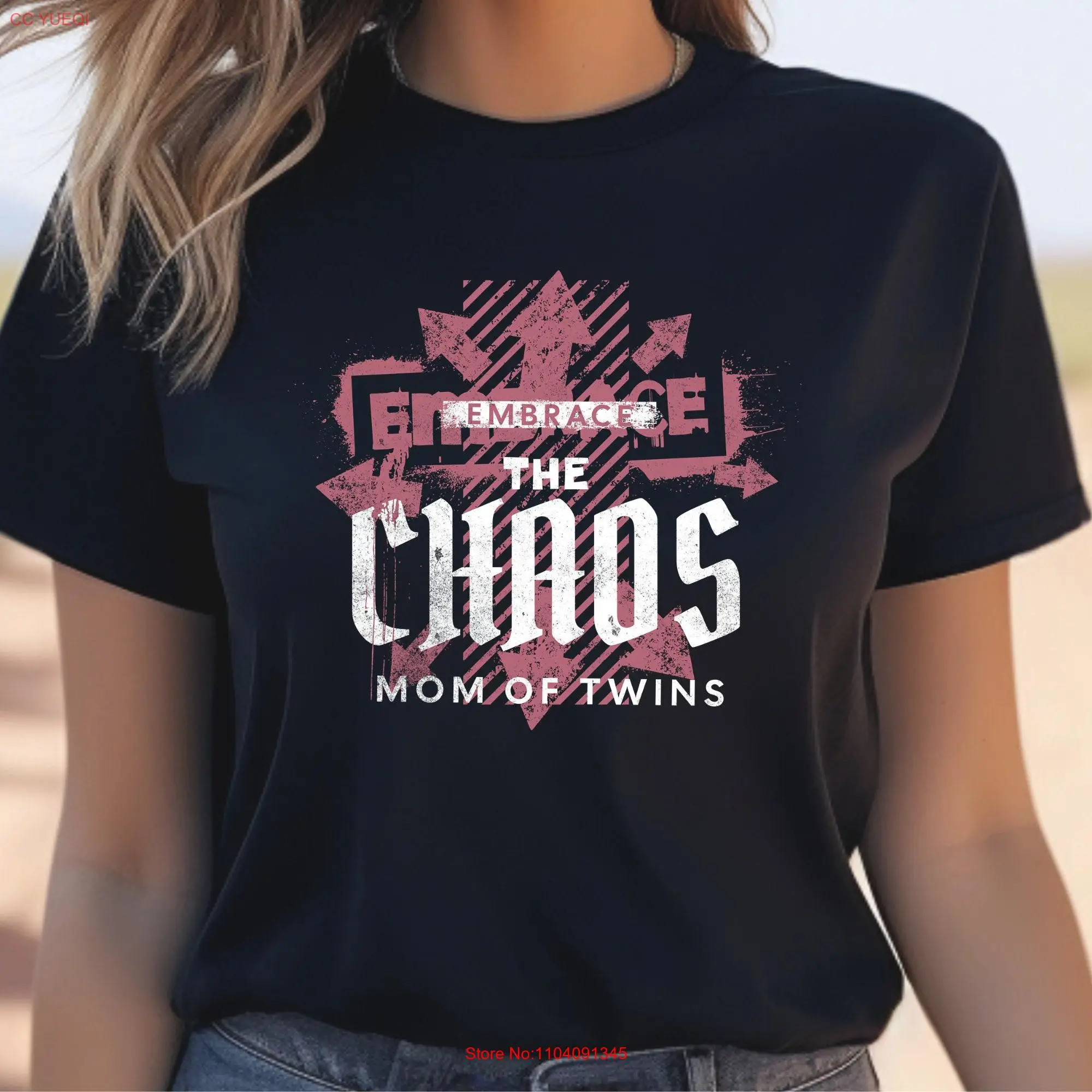 Embrace the Chaos Funny Mom T Shirt of Twins Twin Mothers Day Daughter From Kids long or short sleeves