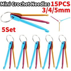 5Set 3pcs Mini Crochet Needles Aluminum Keychain Knitted Crochet Hooks  DIY Crafts Knitting Weaving Hair Needles Sewing Tool Set