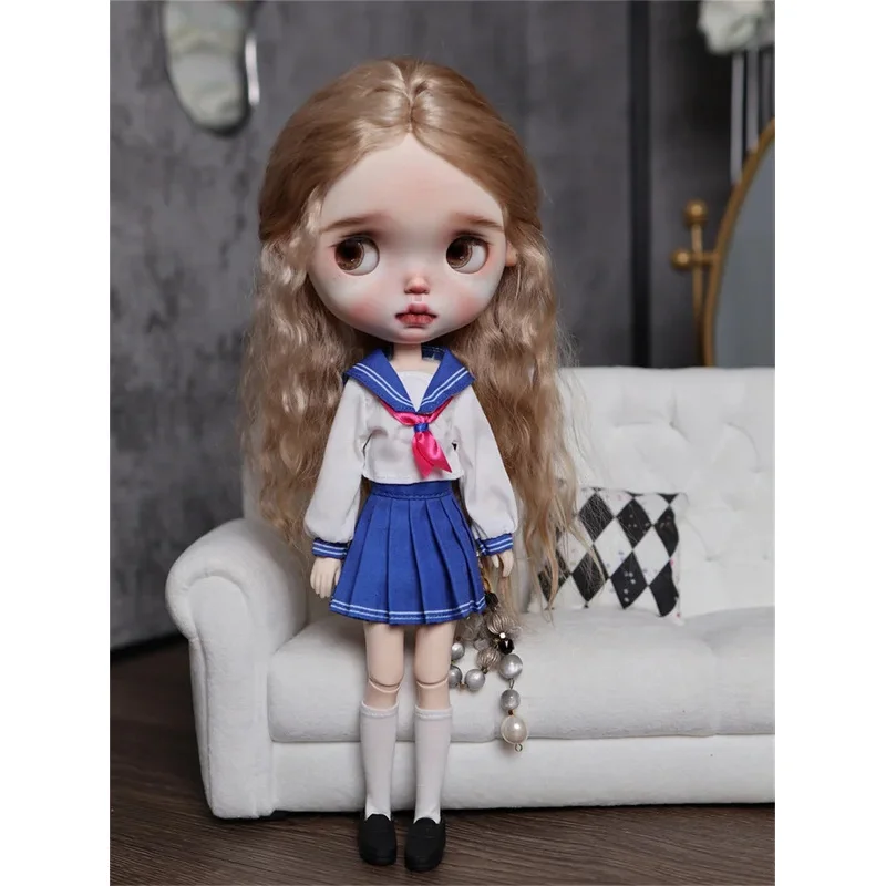 ملابس دمى BJD مناسبة لحجم ob24/26 مجموعة ملابس موحدة للكلية فنغشوي إكسسوارات دمي (نقطتان)