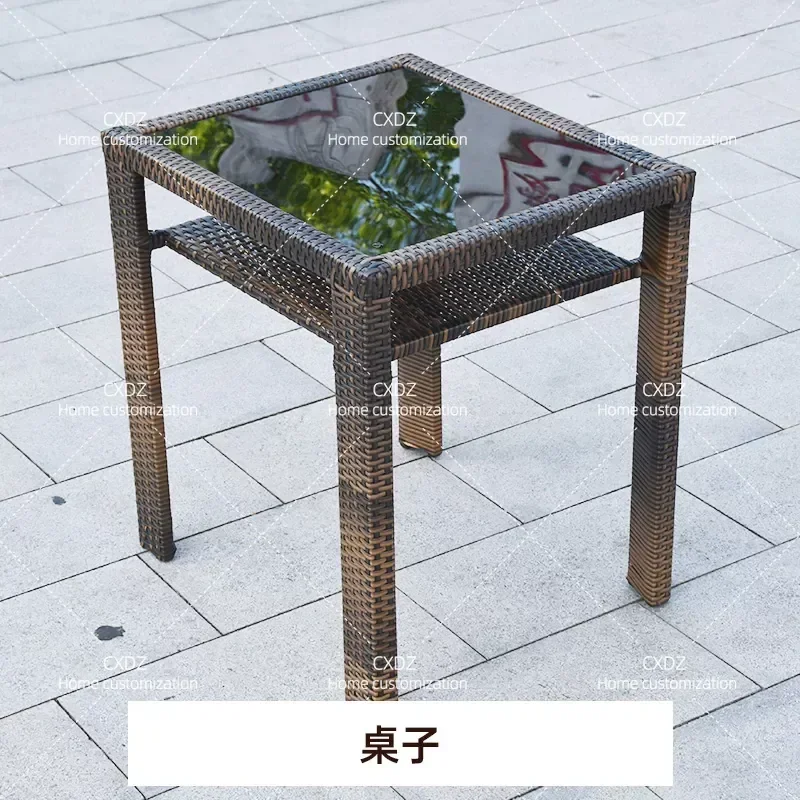 Outdoor Rattan Patio Furniture Set 3 Piece Balcony Table and Chairs Weatherproof Sunshade Wicker Seating for Courtyard Garden