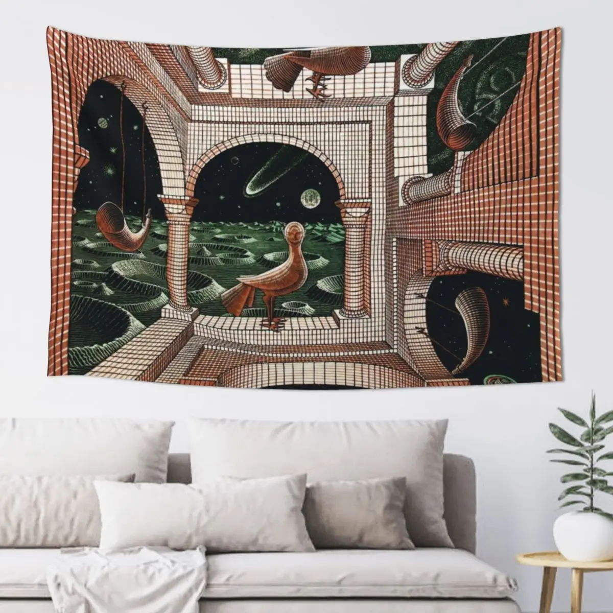 

Another World II by M. C. Escher Tapestry Decoration For Bedroom Home Supplies House Decor On The Wall Tapestry