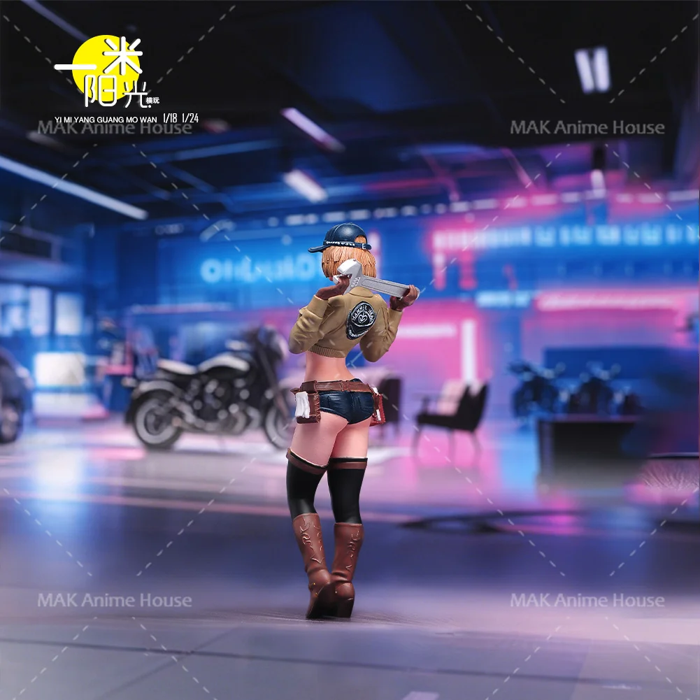 Miniaturen Figuren 1/24 1/18 Sexy Taille Baring Racing Monteur Schoonheid Prachtige Facial Geschilderd Model Creatieve Scène Poppen Speelgoed