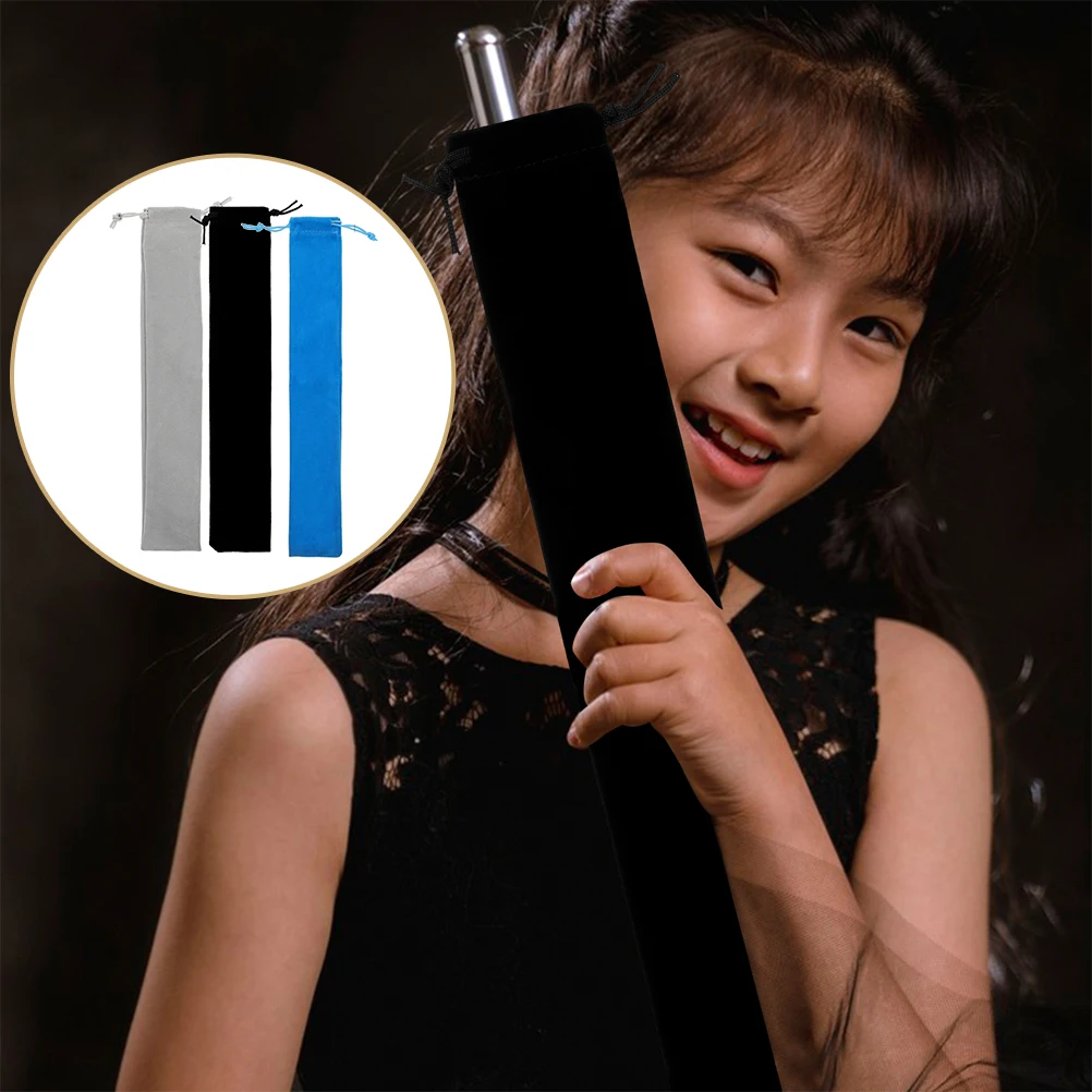 

3Pcs Vertical Flute Storage Bag Suede Drawstring Pouch Portable Flute Case Recorder Holder Soft Fabric Music Instrument Bag