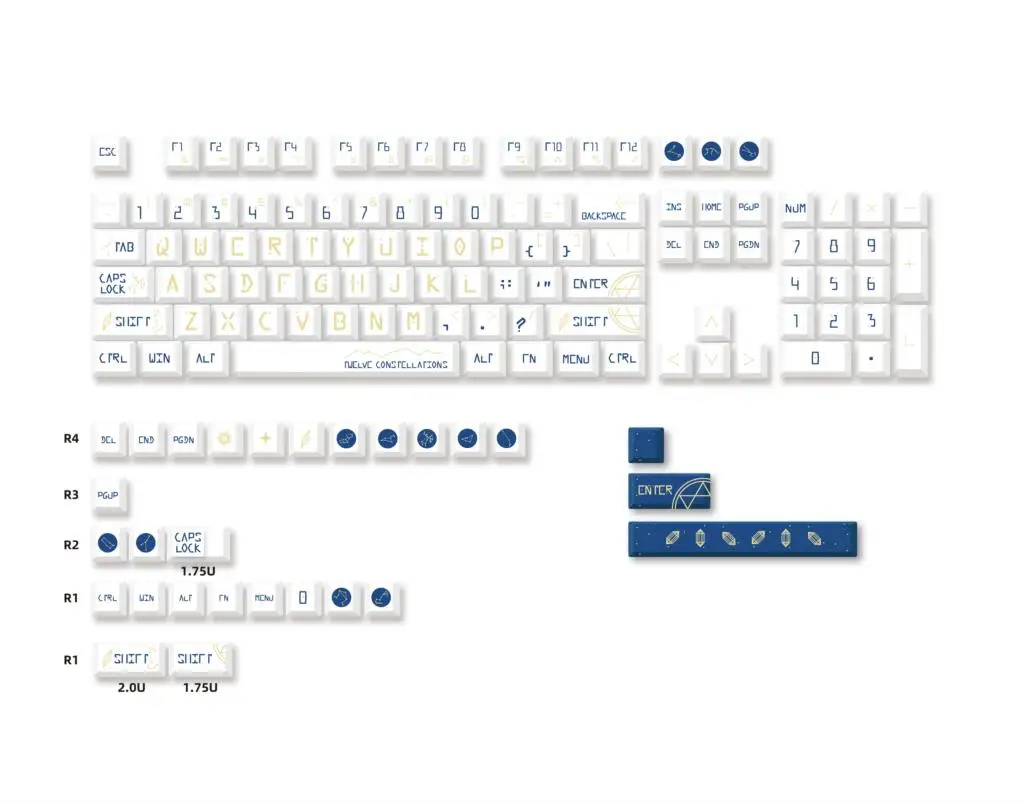 Teclas PBT de perfil de cereza constelación de 132 teclas para interruptor MX, teclas de sublimación de tinte para teclado mecánico, teclas personalizadas DIY GK61