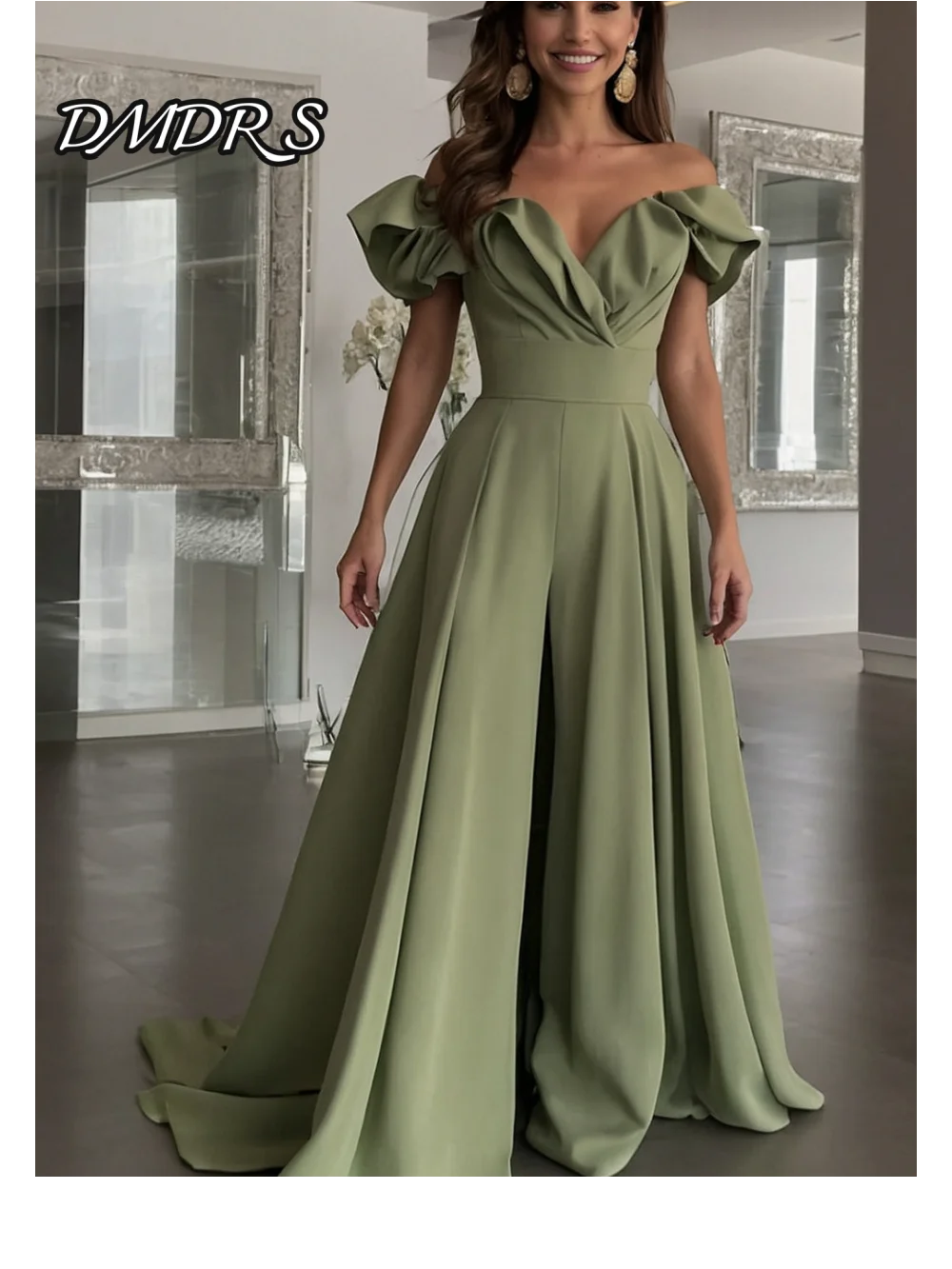 

Charming Short Sleeve Prom Dress 2026 Classic V-Neck Party Dress Graceful Satin A-Line Floor-Length Evening Gown Customized