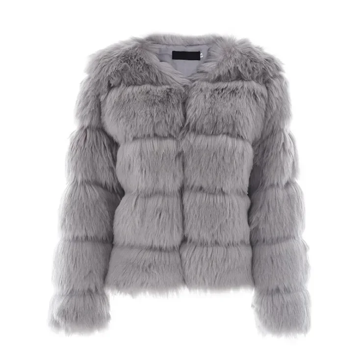 Women Autumn Winter Imitation Fox Fur Faux Fur Coat Women\'s Short Long Sleeve Fur Artificial Fur Coat