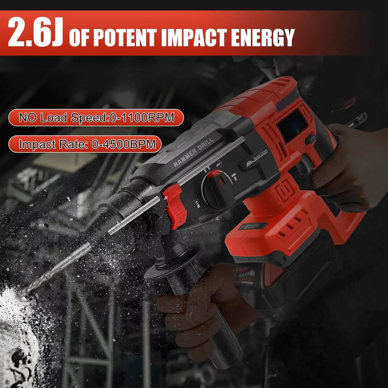 SDS-Plus Rotatiehamerboormachine voor Milwaukee M18 accu 2.6J slagkracht borstelloze hamerboormachine 360 °   Draaiende hendel Rotomartillo